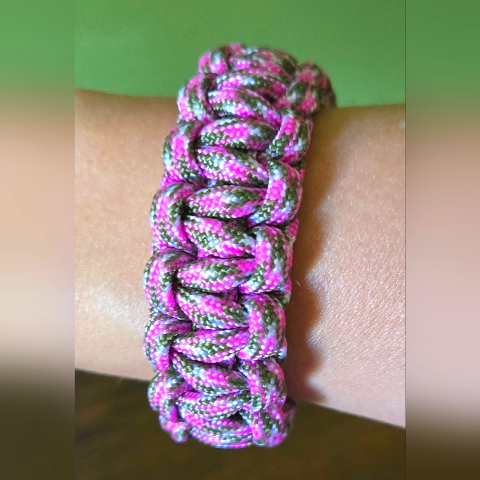 Pink And Green Braided Bracelet